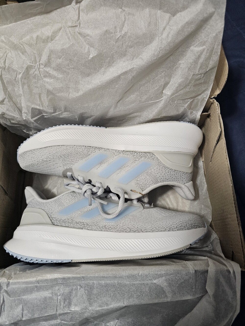 adidas Kids Ultrarun 5J Running Sneakers Shoes - Grey, blue size. 3.5 brand new